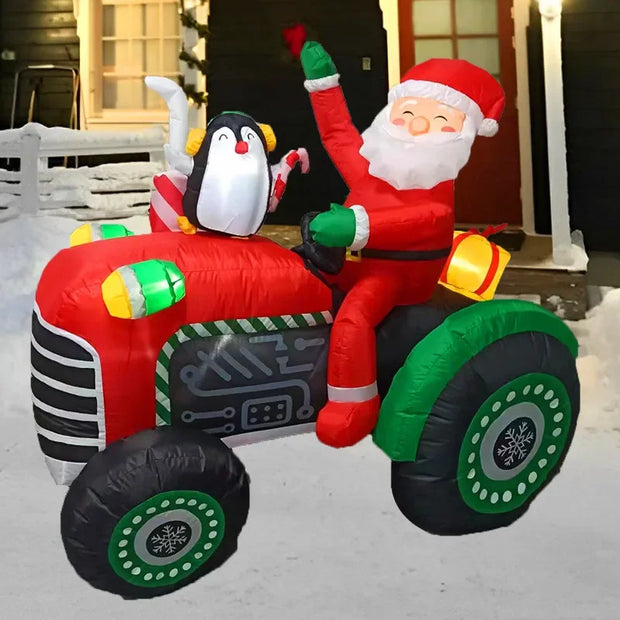 5FT Inflatable Santa Tractor with LED Lights