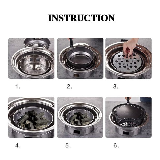Portable Charcoal Grill – Stainless Steel