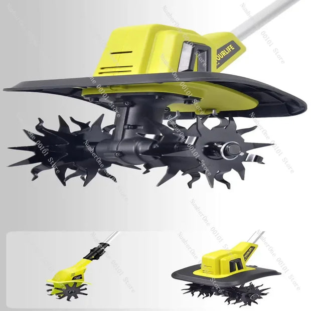 Lithium-Ion Cordless Soil Loosening Machine – 20V Micro Tiller for Garden