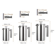 Stainless Steel French Press Coffee Maker – Double Wall Insulated Design
