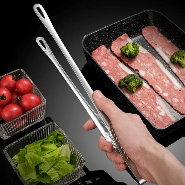 Stainless Steel Kitchen BBQ Grill Meat Tongs
