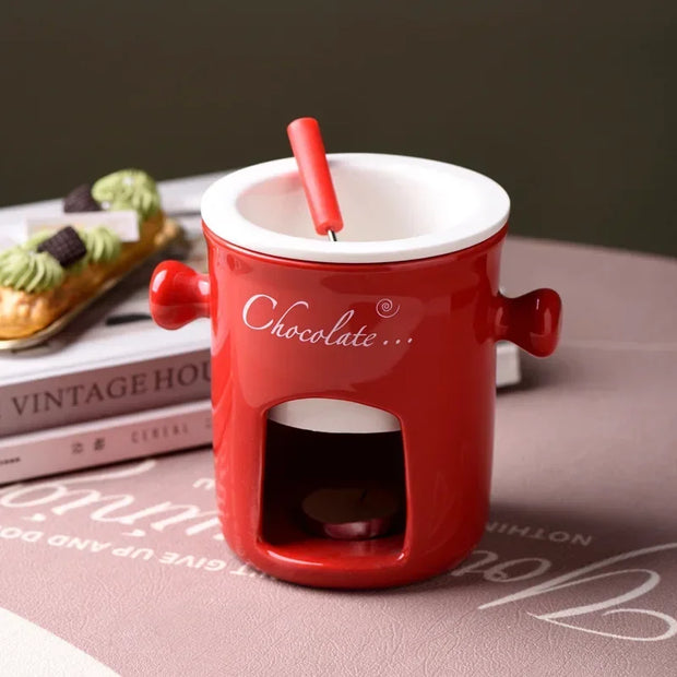 Ceramic Chocolate Fondue Mug with Fork