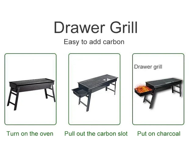 Folding Charcoal BBQ Grill for Outdoor Camping