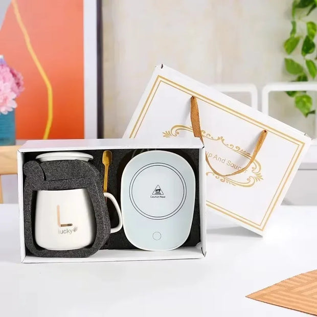 Ceramic Gift Mug Set with Spoon & Bag