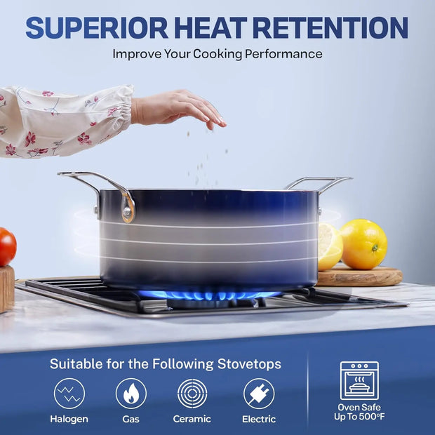 Diamond Coated 20‑Piece Non Stick Cookware & Bakeware Set – PFOA PFOS Free