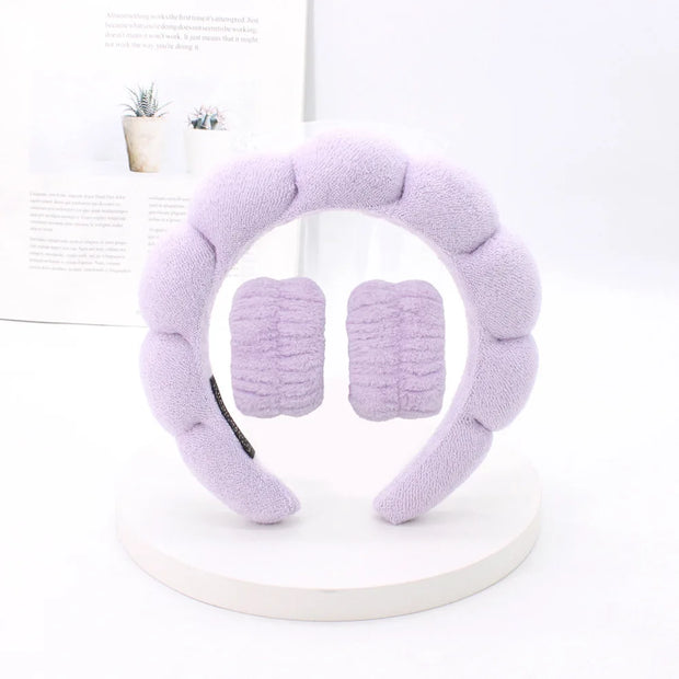 3‑Piece Coral Fleece Spa Headband & Wristbands Set