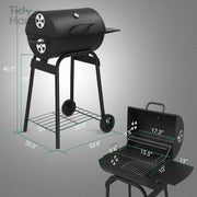 Charcoal BBQ Grill with Adjustable Charcoal Pan & Thermometer