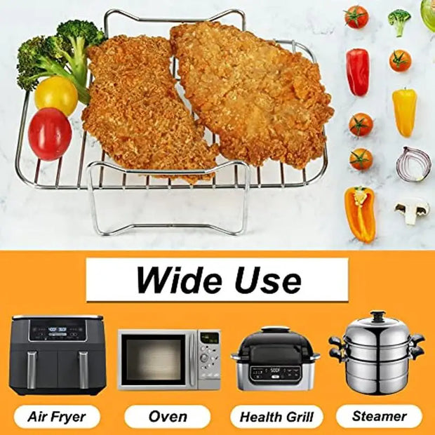 2PCS Stainless Steel Air Fryer Rack Set