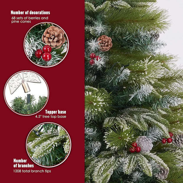 Retro Red Green Gold Christmas Tree Decor