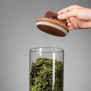 Large Airtight Glass Storage Jar with Bamboo Lid