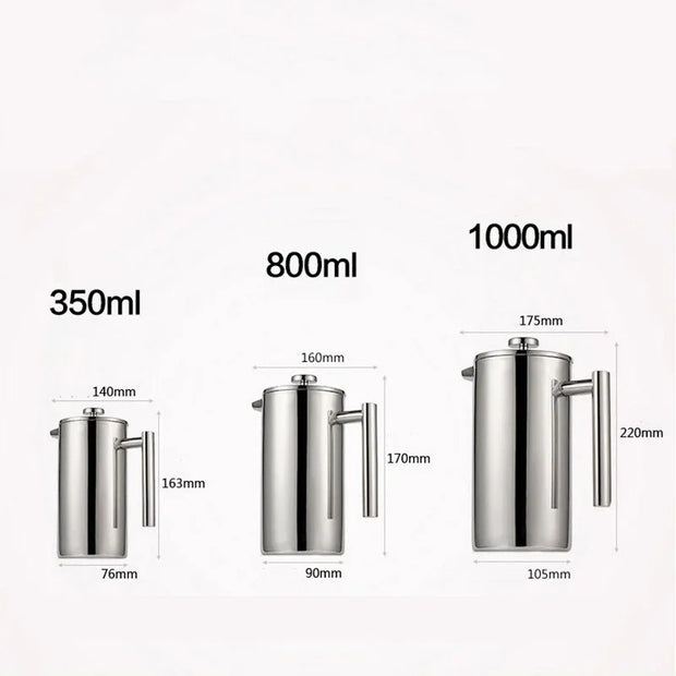 Stainless Steel French Press Coffee Maker – Double-Wall Insulated