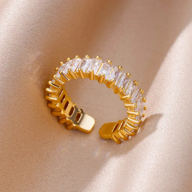 Heart Zircon 18K Gold plated Bridal Rings