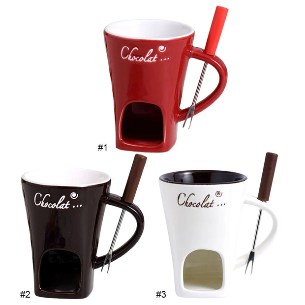 Ceramic Chocolate Fondue Mug with Fork