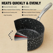 1qt Granite Nonstick Saucepan with Lid