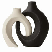 2pcs Nordic Hugging Ceramic Vases Modern Hollow Flower Pots