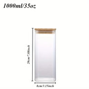 2/4 Pieces, 540Ml/1000Ml Glass Food Storage Jar with Bamboo Lid