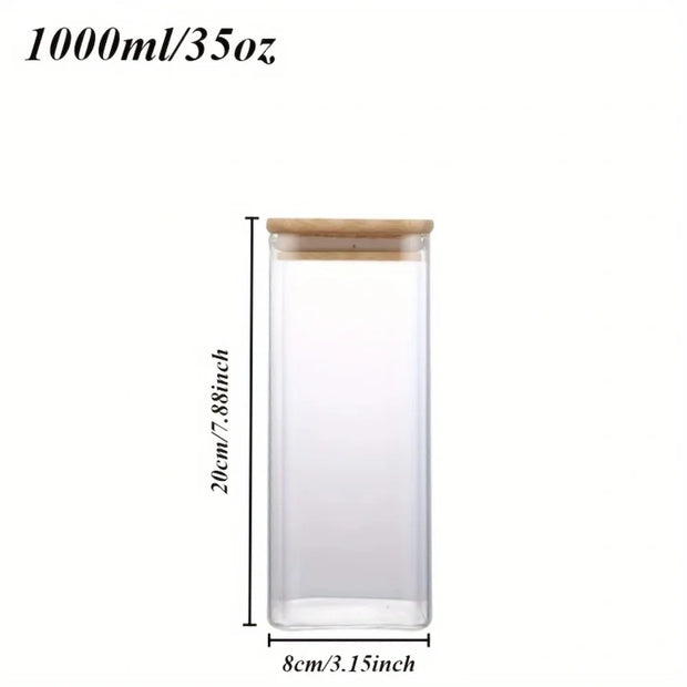 2/4 Pieces, 540Ml/1000Ml Glass Food Storage Jar with Bamboo Lid