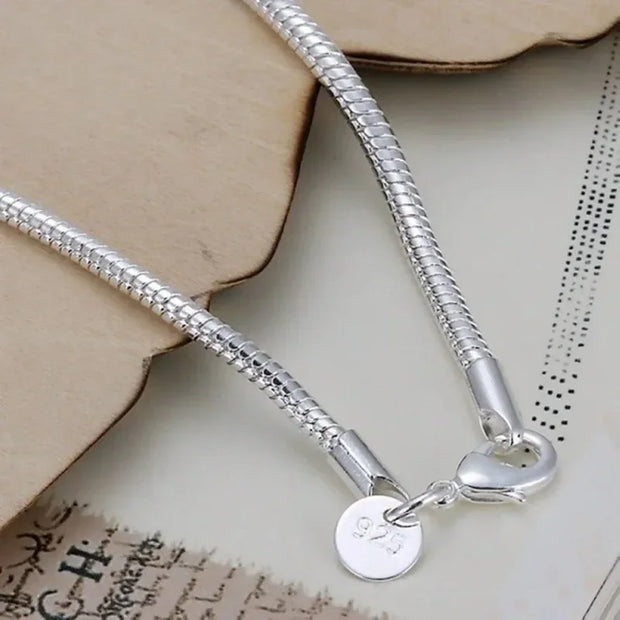 925 Silver 3MM Snake Chain Bracelet Unisex Jewelry