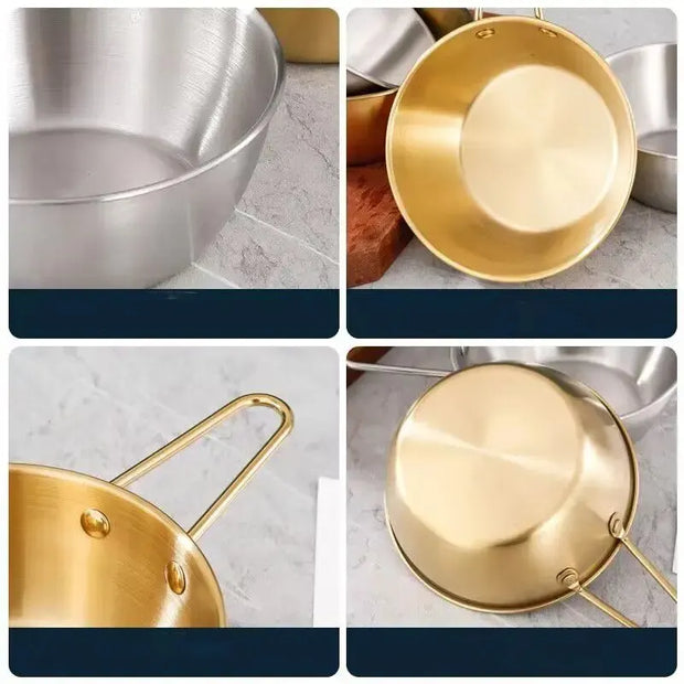 Stainless Steel Golden Bowl with Handle