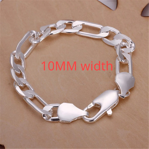 Sterling Silver Geometric Charm Bracelet Unisex