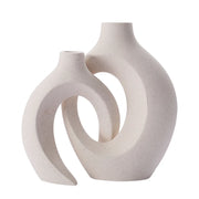 2pcs Nordic Hugging Ceramic Vases Modern Hollow Flower Pots