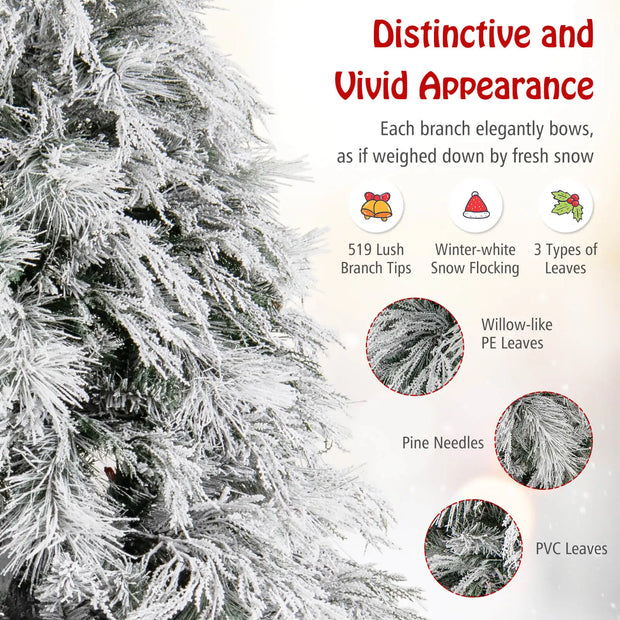 6 ft Flocked Artificial Christmas Tree with 250 LED Lights