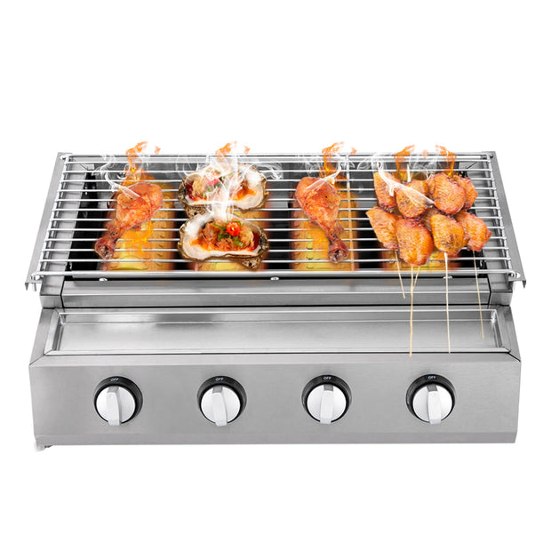Stainless Steel Smokeless LPG Gas Grill – 4 Burners