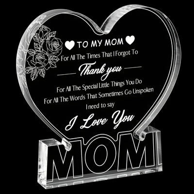 Acrylic Rose Heart Plaque for Mom