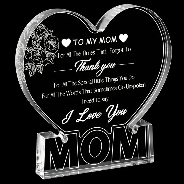Acrylic Rose Heart Plaque for Mom