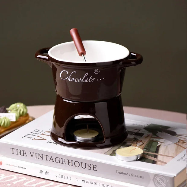 Ceramic Chocolate Fondue Mug with Fork
