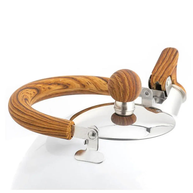 2.5L Stainless Steel Whistling Tea Kettle with Wooden Handle