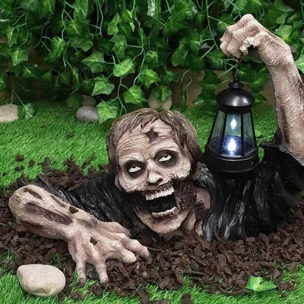 Zombie Lantern Resin Garden Statue