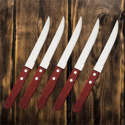 Stainless Steel Steak Knife Set Wooden Handle