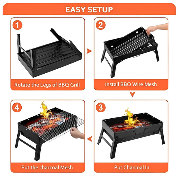 Portable Stainless Steel Charcoal Grill