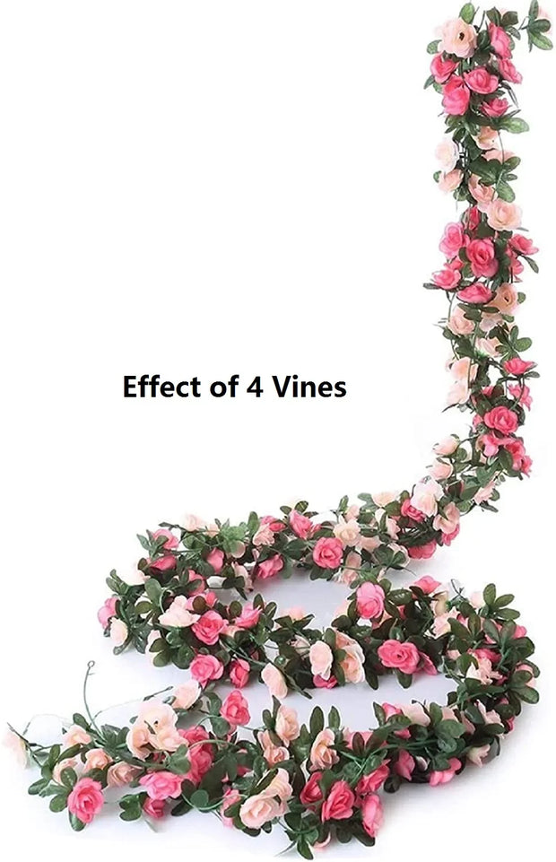 Artificial Rose Garland – 8.2 FT Silk Flower Vine with 45 Blooms & Leaves