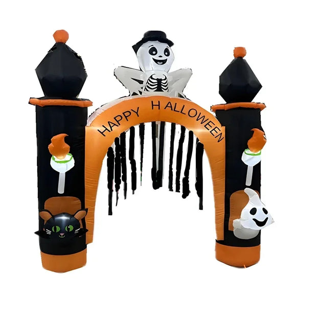 8FT Giant Halloween Inflatable Skeleton Arch with Lights
