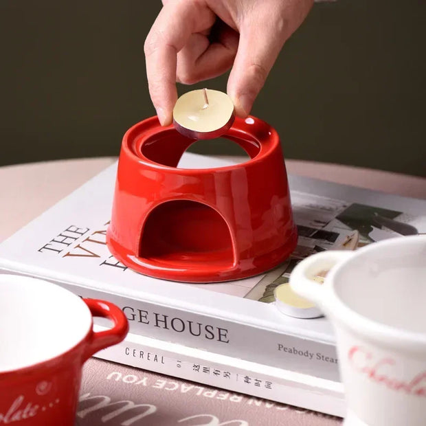 Ceramic Chocolate Fondue Mug with Fork