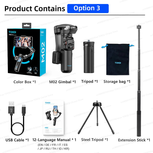 Handheld 3-Axis Gimbal Stabilizer for Smartphones