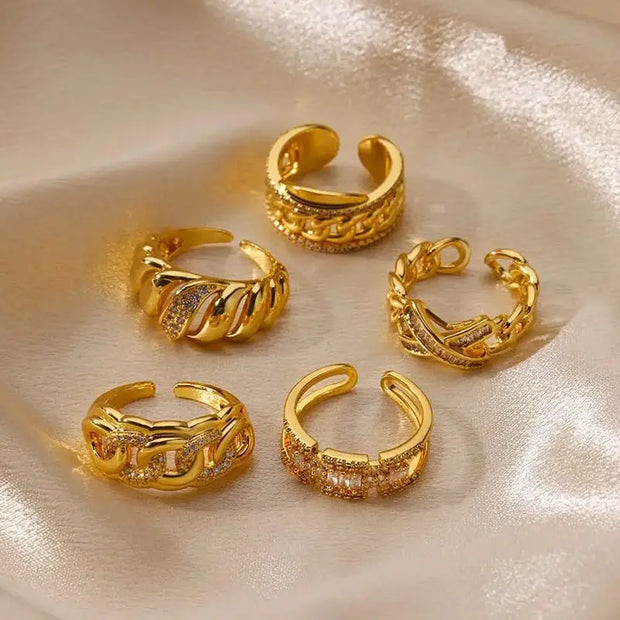 Heart Zircon 18K Gold plated Bridal Rings