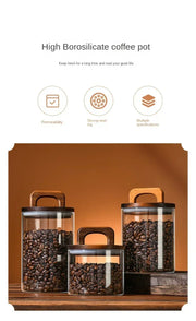 800-2100ml Wood Lid Glass Jar 1pc Airtight Canister Food Container
