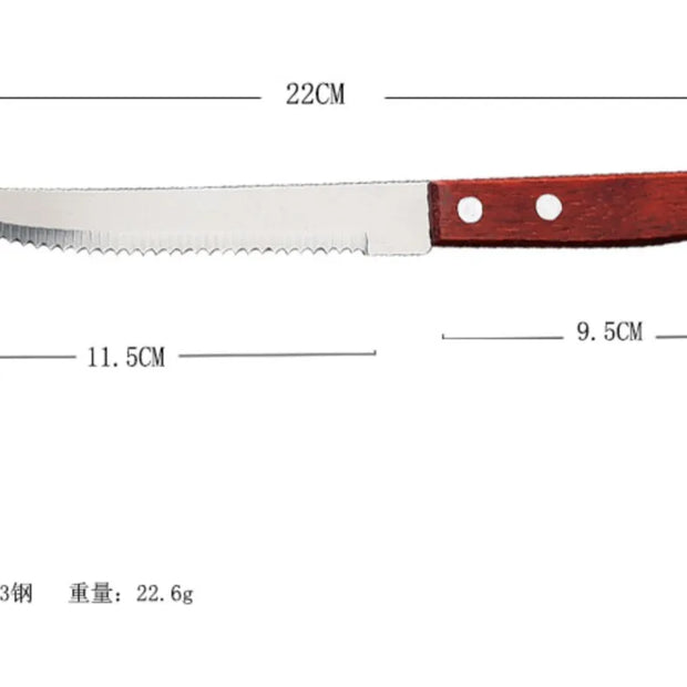 Stainless Steel Steak Knife Set Wooden Handle