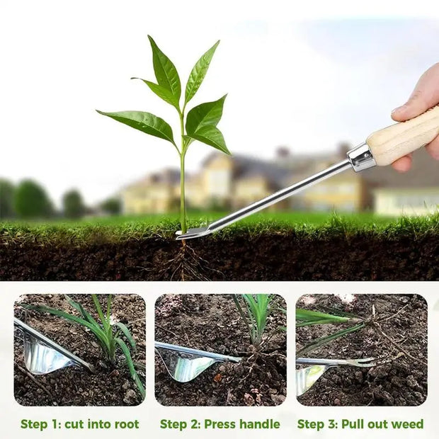 Ergonomic Stainless Steel Weeder Tool for Gardening