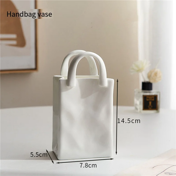 Nordic Ceramic Handbag Flower Vases Modern