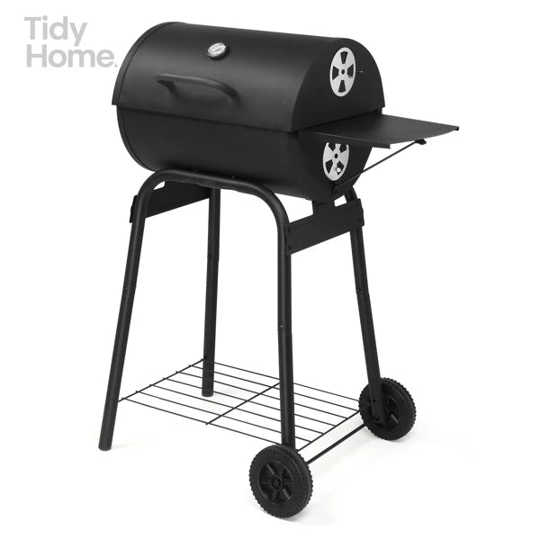 Charcoal BBQ Grill with Adjustable Charcoal Pan & Thermometer