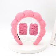 3‑Piece Coral Fleece Spa Headband & Wristbands Set