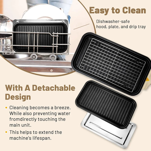 Electric Smokeless Indoor Grill with Pans