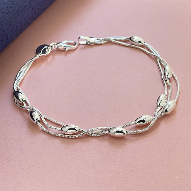 925 Silver 3MM Snake Chain Bracelet Unisex Jewelry