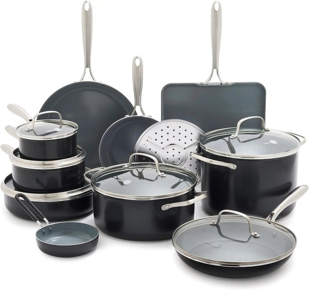 Diamond-Reinforced Ceramic Nonstick Cookware Set – 12 Pieces