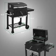 Outdoor Charcoal BBQ Grill with Smoker & Lift able Tray