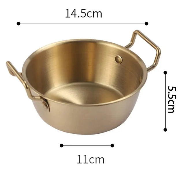 Stainless Steel Golden Bowl with Handle